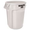 Round Brute Container, Plastic, 20 gal, White2