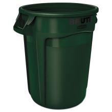 Round Brute Container, Plastic, 32 gal, Dark Green1