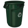 Round Brute Container, Plastic, 32 gal, Dark Green2