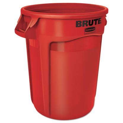 Round Brute Container, Plastic, 32 gal, Red1