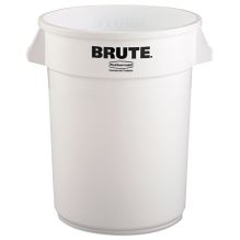 Round Brute Container, Plastic, 32 gal, White1