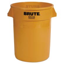 Round Brute Container, Plastic, 32 gal, Yellow1