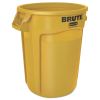 Round Brute Container, Plastic, 32 gal, Yellow2