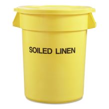 Round Brute Container with "Trash Only" Imprint, Plastic, 33 gal, Yellow1