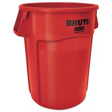 Brute Vented Trash Receptacle, Round, 44 gal, Red, 4/Carton1