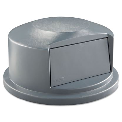 Round BRUTE Dome Top Receptacle, Push Door for 44 gal Containers, 24.81w x 12.63h, Gray1