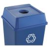 Untouchable Bottle and Can Recycling Top, Square, 20.13w x 20.13d x 6.25h, Blue2