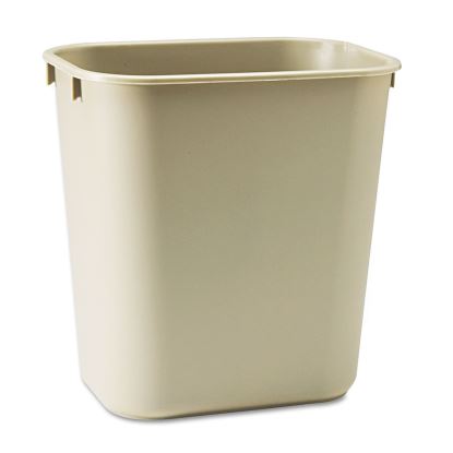 Deskside Plastic Wastebasket, Rectangular, 3.5 gal, Beige1