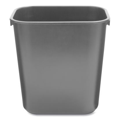 Deskside Plastic Wastebasket, Rectangular, 3.5 gal, Black1