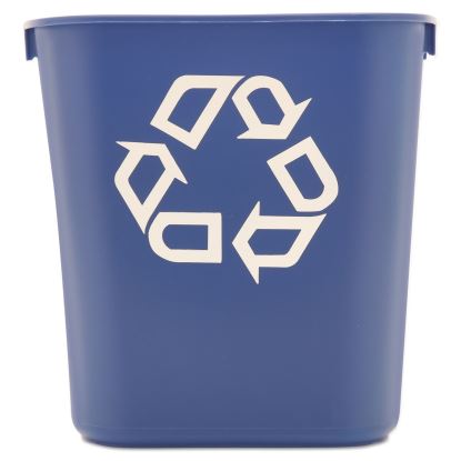 Small Deskside Recycling Container, Rectangular, Plastic, 13.63 qt, Blue1