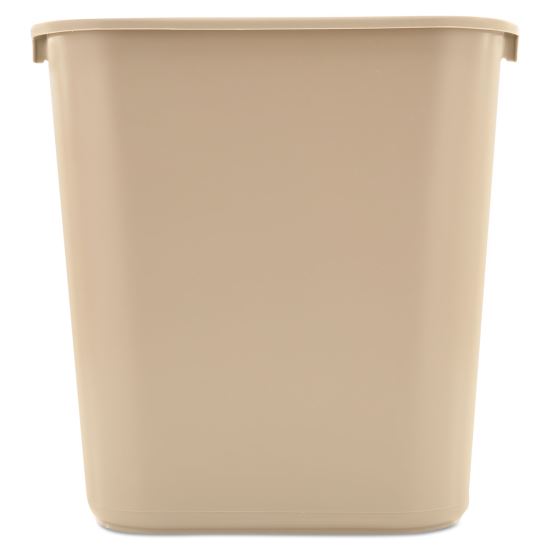 Deskside Plastic Wastebasket, Rectangular, 7 gal, Beige1