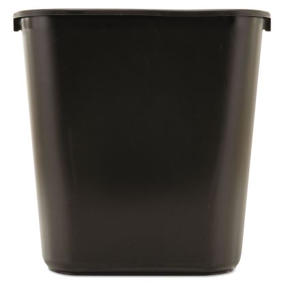Deskside Plastic Wastebasket, Rectangular, 7 gal, Black1