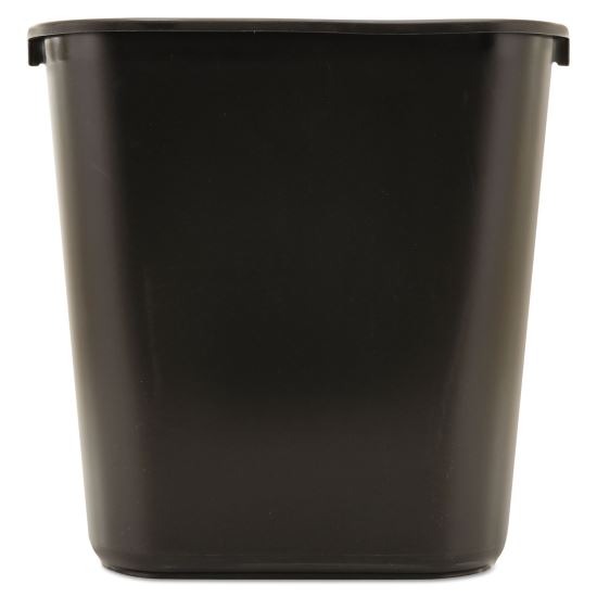 Deskside Plastic Wastebasket, Rectangular, 7 gal, Black1