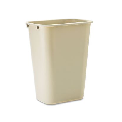Deskside Plastic Wastebasket, Rectangular, 10.25 gal, Beige1