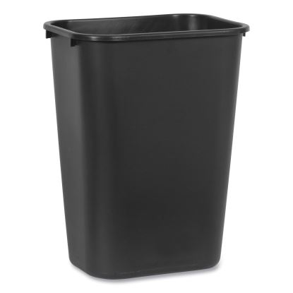 Deskside Plastic Wastebasket, Rectangular, 10.25 gal, Black1