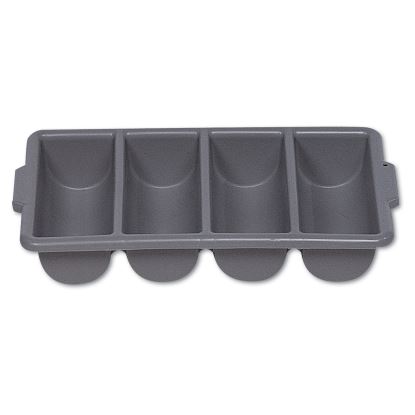 Cutlery Bin, 4 Compartments, Plastic, 11.5 x 21.25 x 3.75, Plastic, Gray1