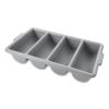 Cutlery Bin, 4 Compartments, Plastic, 11.5 x 21.25 x 3.75, Plastic, Gray2