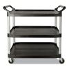 Economy Plastic Cart, Three-Shelf, 18.63w x 33.63d x 37.75h, Black1