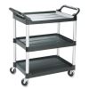 Economy Plastic Cart, Three-Shelf, 18.63w x 33.63d x 37.75h, Black2