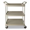 Service Cart, 200-lb Capacity, Three-Shelf, 18.63w x 33.63d x 37.75h, Off-White1