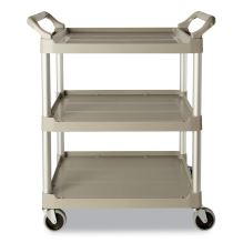 Service Cart, 200-lb Capacity, Three-Shelf, 18.63w x 33.63d x 37.75h, Off-White1