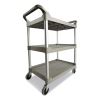 Economy Plastic Cart, Three-Shelf, 18.63w x 33.63d x 37.75h, Platinum2