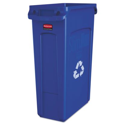 Slim Jim Recycling Container with Venting Channels, Plastic, 23 gal, Blue1