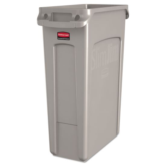 Slim Jim Receptacle with Venting Channels, Rectangular, Plastic, 23 gal, Beige1