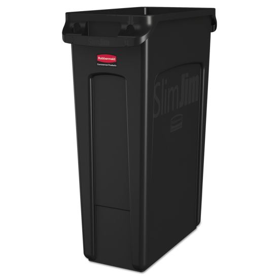 Slim Jim Receptacle with Venting Channels, Rectangular, Plastic, 23 gal, Black1