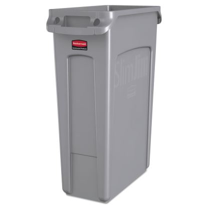 Slim Jim Receptacle with Venting Channels, Rectangular, Plastic, 23 gal, Gray1