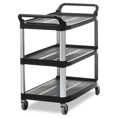 Open Sided Utility Cart, Three-Shelf, 40.63w x 20d x 37.81h, Black1