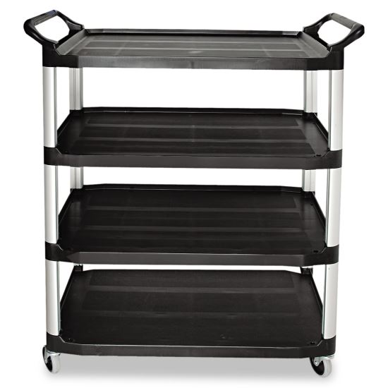 Open Sided Utility Cart, Four-Shelf, 40.63w x 20d x 51h, Black1