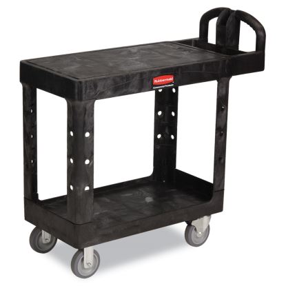 Flat Shelf Utility Cart, Two-Shelf, 19.19w x 37.88d x 33.33h, Black1