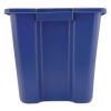 Stacking Recycle Bin, Rectangular, Polyethylene, 14 gal, Blue2