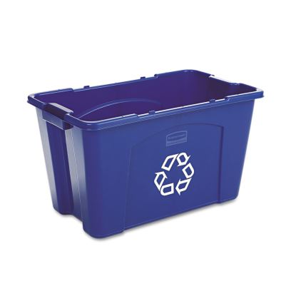 Stacking Recycle Bin, Rectangular, Polyethylene, 18 gal, Blue1