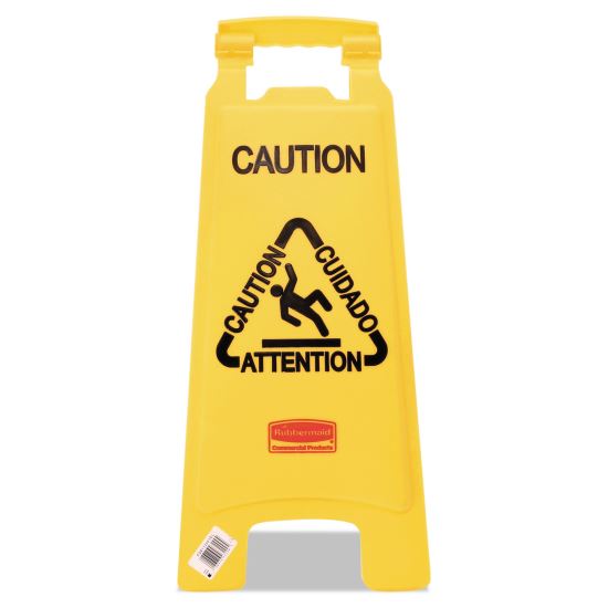 Multilingual "Caution" Floor Sign,  11 x 12 x 25, Bright Yellow1