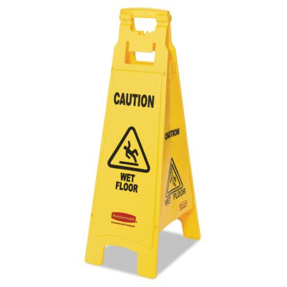 Caution Wet Floor Sign, 4-Sided, 12 x 16 x 38, Yellow1