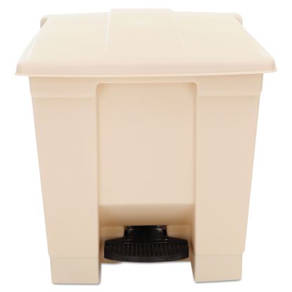 Indoor Utility Step-On Waste Container, Square, Plastic, 8 gal, Beige1