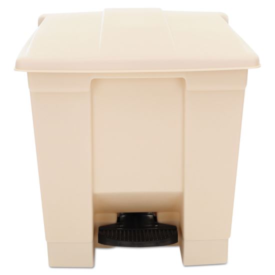 Indoor Utility Step-On Waste Container, Square, Plastic, 8 gal, Beige1