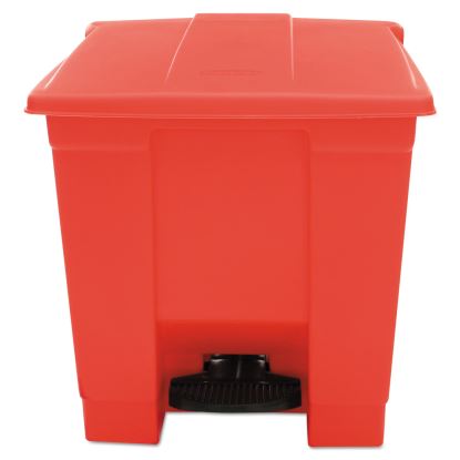 Indoor Utility Step-On Waste Container, Square, Plastic, 8 gal, Red1