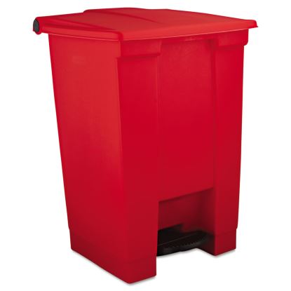 Indoor Utility Step-On Waste Container, Square, Plastic, 12 gal, Red1