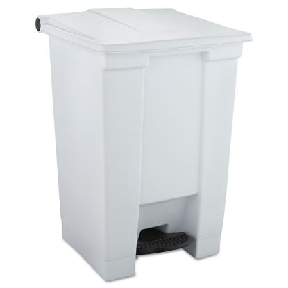 Indoor Utility Step-On Waste Container, Square, Plastic, 12 gal, White1