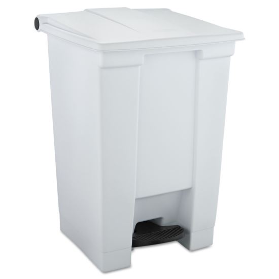 Indoor Utility Step-On Waste Container, Square, Plastic, 12 gal, White1