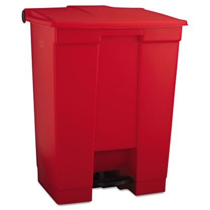 Indoor Utility Step-On Waste Container, Rectangular, Plastic, 18 gal, Red1