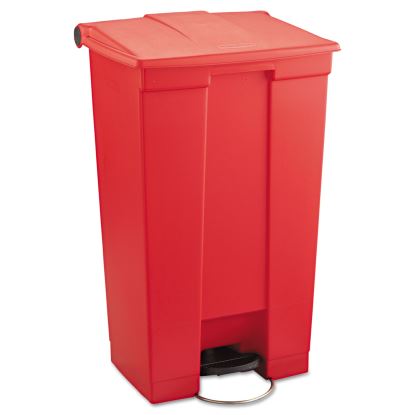 Indoor Utility Step-On Waste Container, Rectangular, Plastic, 23 gal, Red1