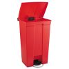 Indoor Utility Step-On Waste Container, Rectangular, Plastic, 23 gal, Red2