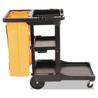 Multi-Shelf Cleaning Cart, Three-Shelf, 20w x 45d x 38.25h, Black1