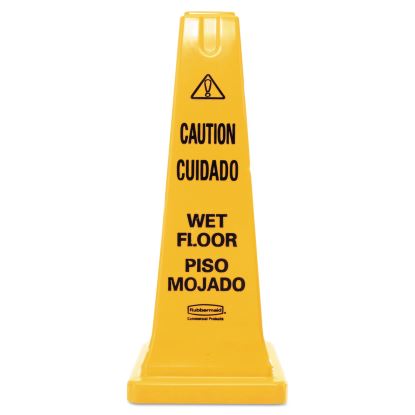 Multilingual Wet Floor Safety Cone, 10.55 x 10.5 x 25.63, Yellow1