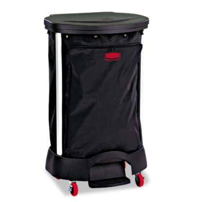 Premium Step-On Linen Hamper Bag, 30 gal, 13.38w x 19.88d x 29.25h, Nylon, Black1
