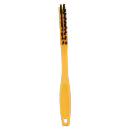 Synthetic-Fill Tile and Grout Brush, Black Plastic Bristles, 2.5" Brush, 8.5" Yellow Plastic Handle1